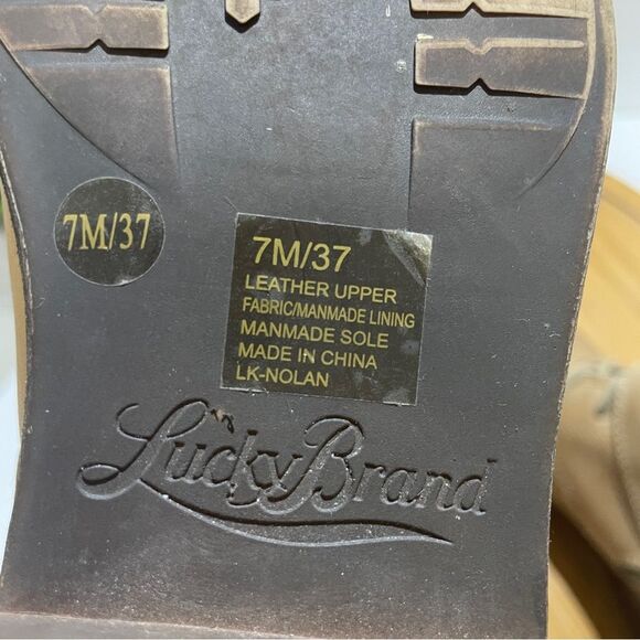 Lucky Brand Nolan Tan Leather Combat Boot Women 7 Military Lace Up Moto Bootie - Picture 9 of 9